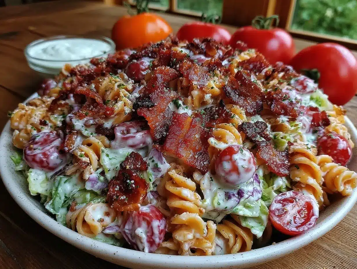creamy BLT pasta salad preparation steps