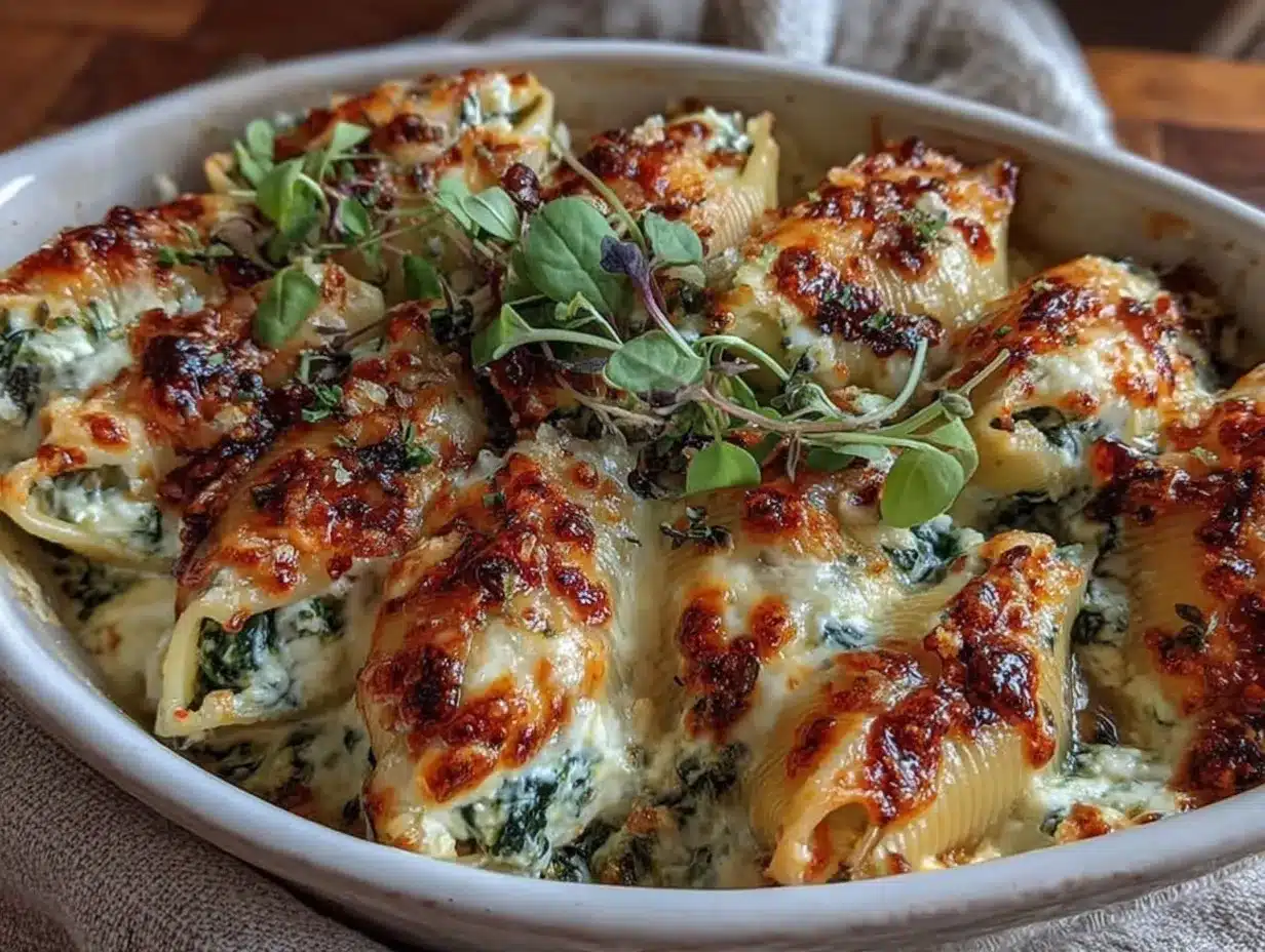 creamy boursin and spinach stuffed shells preparation steps
