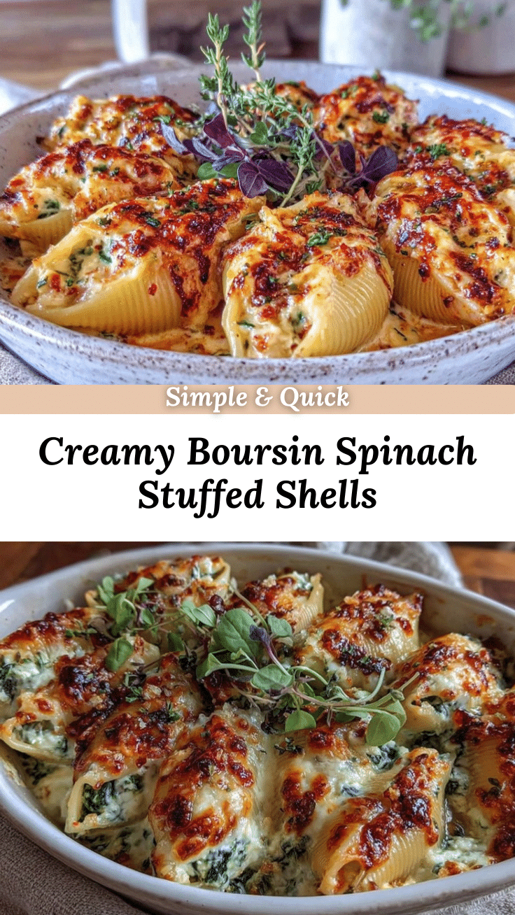 creamy boursin and spinach stuffed shells recipe