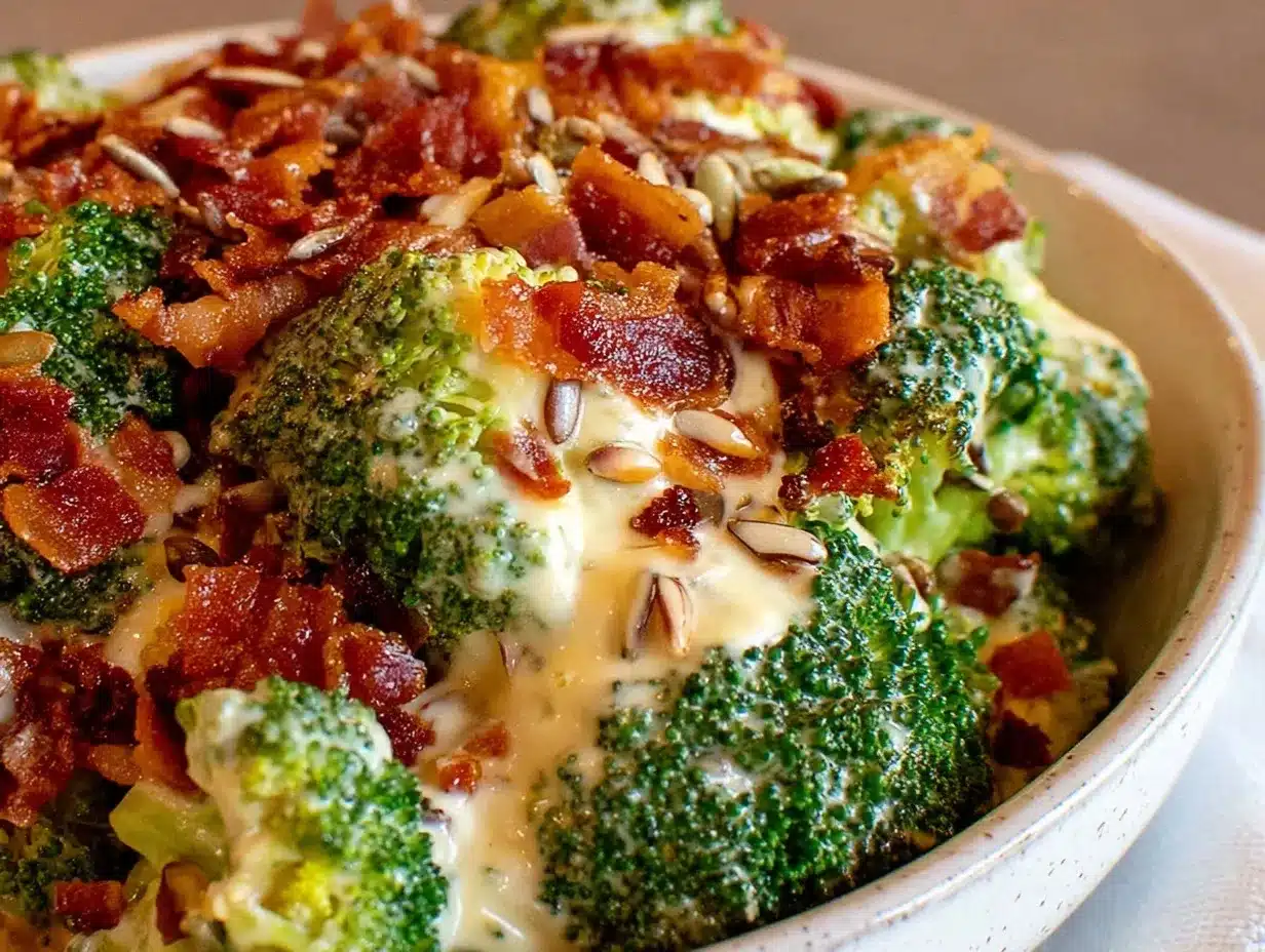 creamy broccoli salad with bacon preparation steps