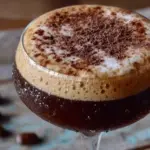 creamy espresso martini mocktail - featured image