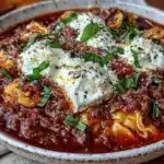creamy slow cooker lasagna soup - featured image