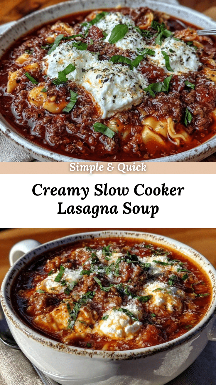 creamy slow cooker lasagna soup recipe