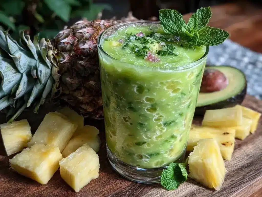 creamy tropical green smoothie - featured image