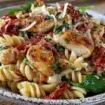 creamy tuscan chicken pasta salad - featured image