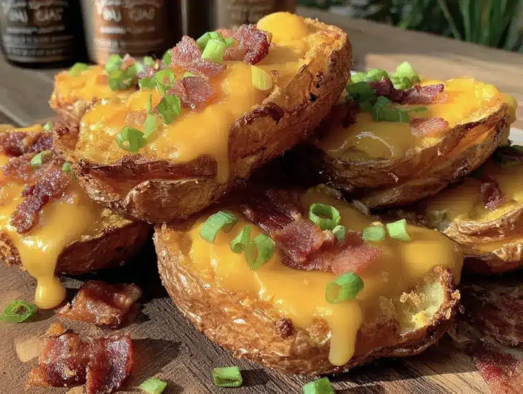 crispy air fryer loaded potato skins - featured image