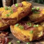 crispy air fryer loaded potato skins - featured image