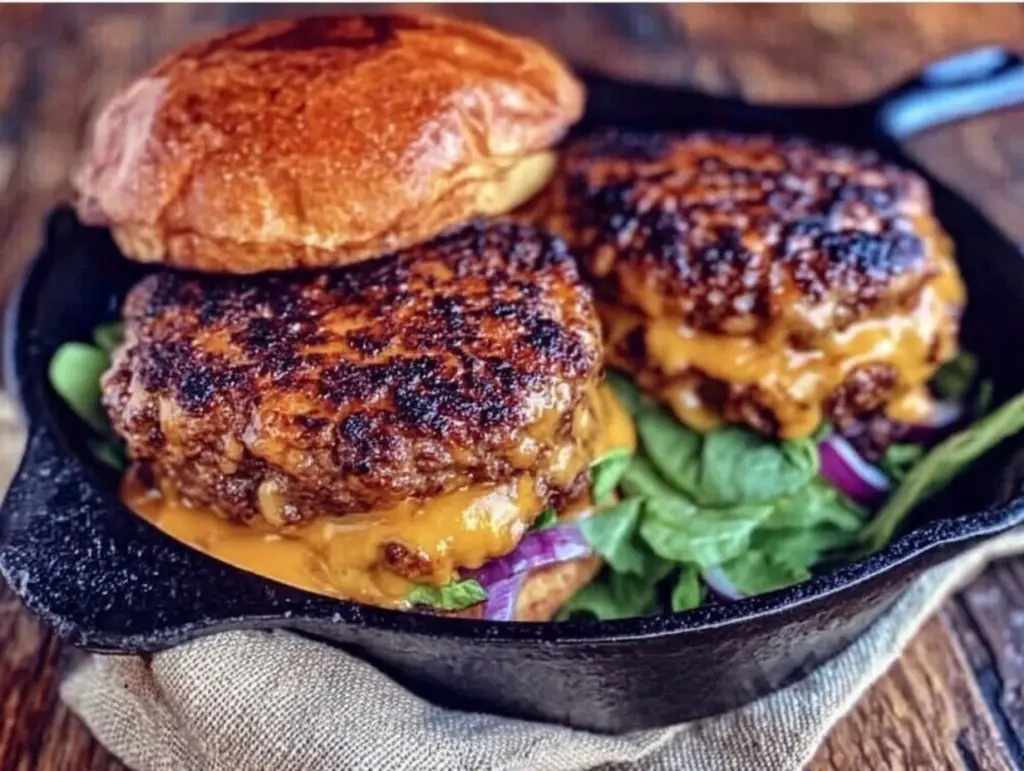 crispy cast iron smash burgers - featured image