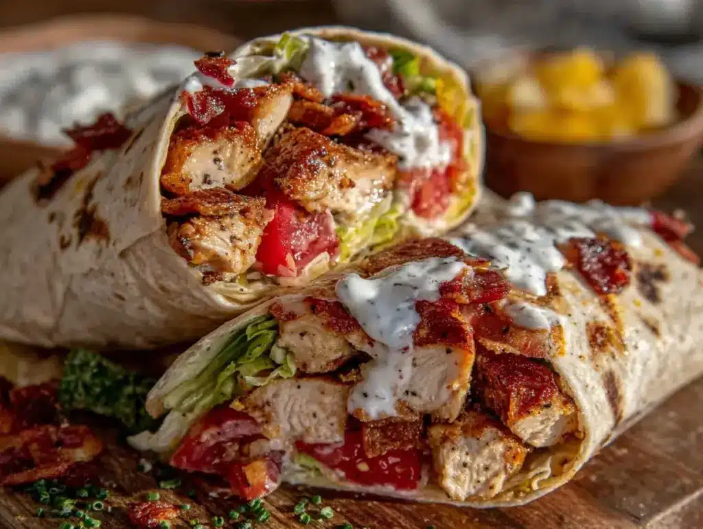 crispy chicken bacon ranch wraps - featured image
