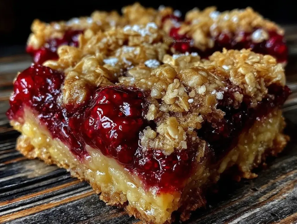 crispy raspberry crumble bars - featured image