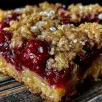crispy raspberry crumble bars - featured image