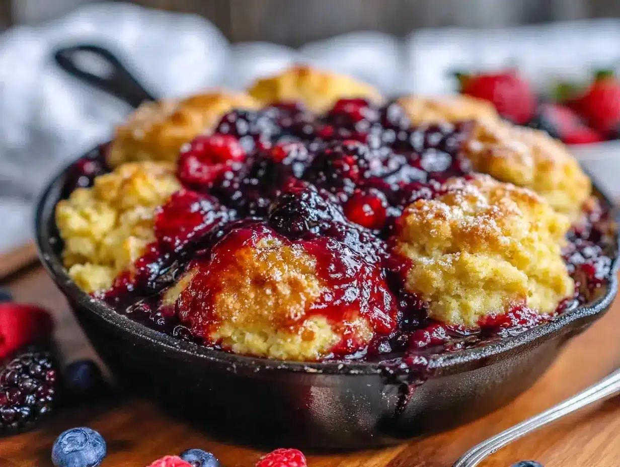 crispy skillet mixed berry cobbler preparation steps
