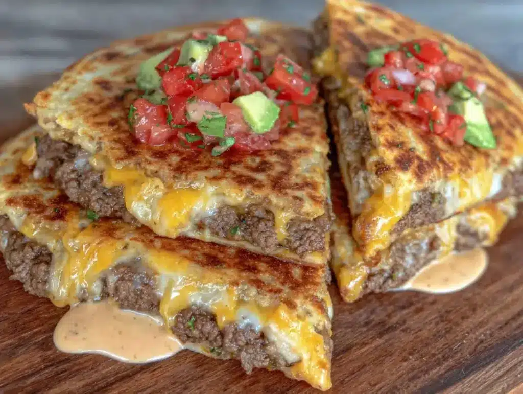 crispy smash burger taco quesadilla - featured image