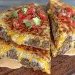 crispy smash burger taco quesadilla - featured image