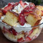 easy creamy strawberry shortcake trifle - featured image