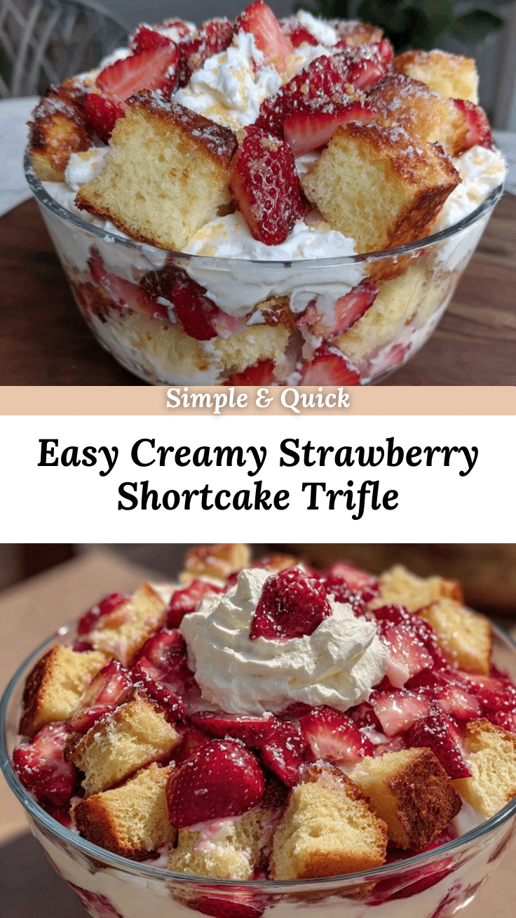 easy creamy strawberry shortcake trifle recipe