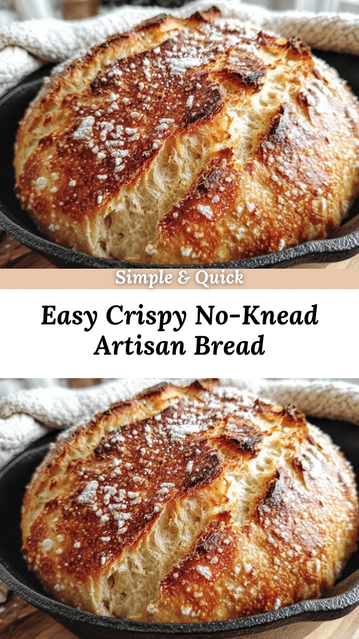 easy crispy no-knead artisan bread recipe