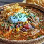 easy crockpot chicken taco soup - featured image