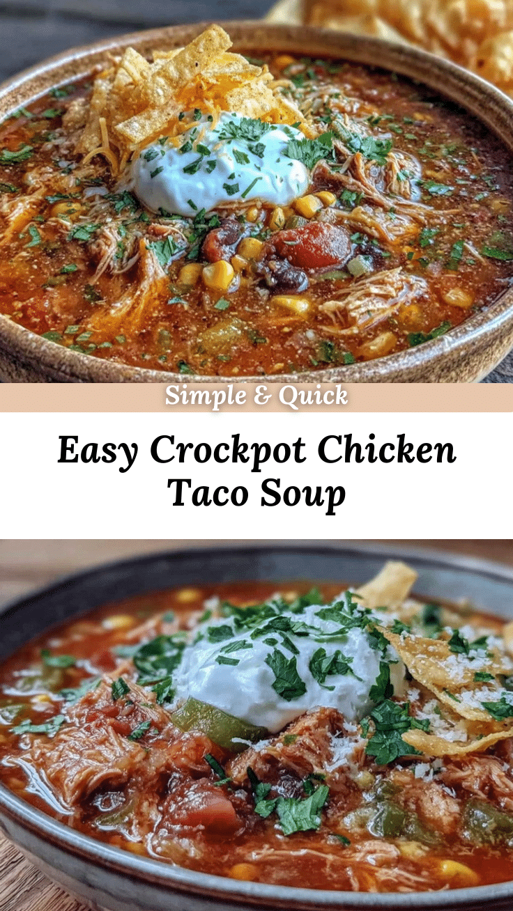 easy crockpot chicken taco soup recipe
