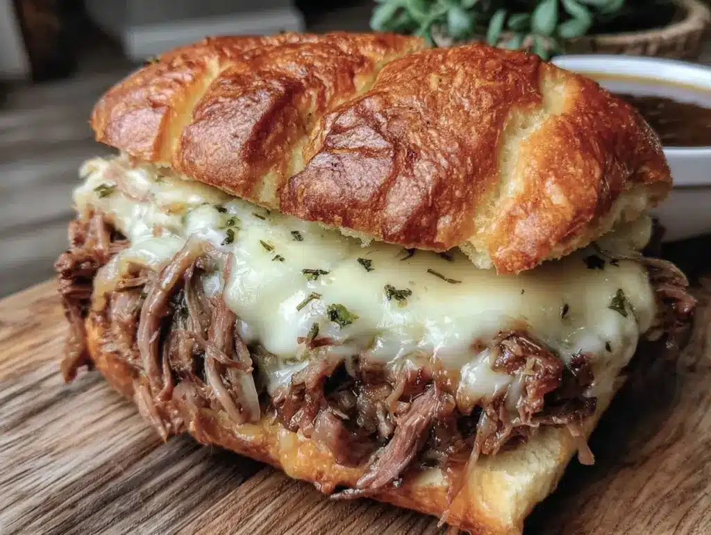Easy Crockpot French Dip Sandwich - featured image
