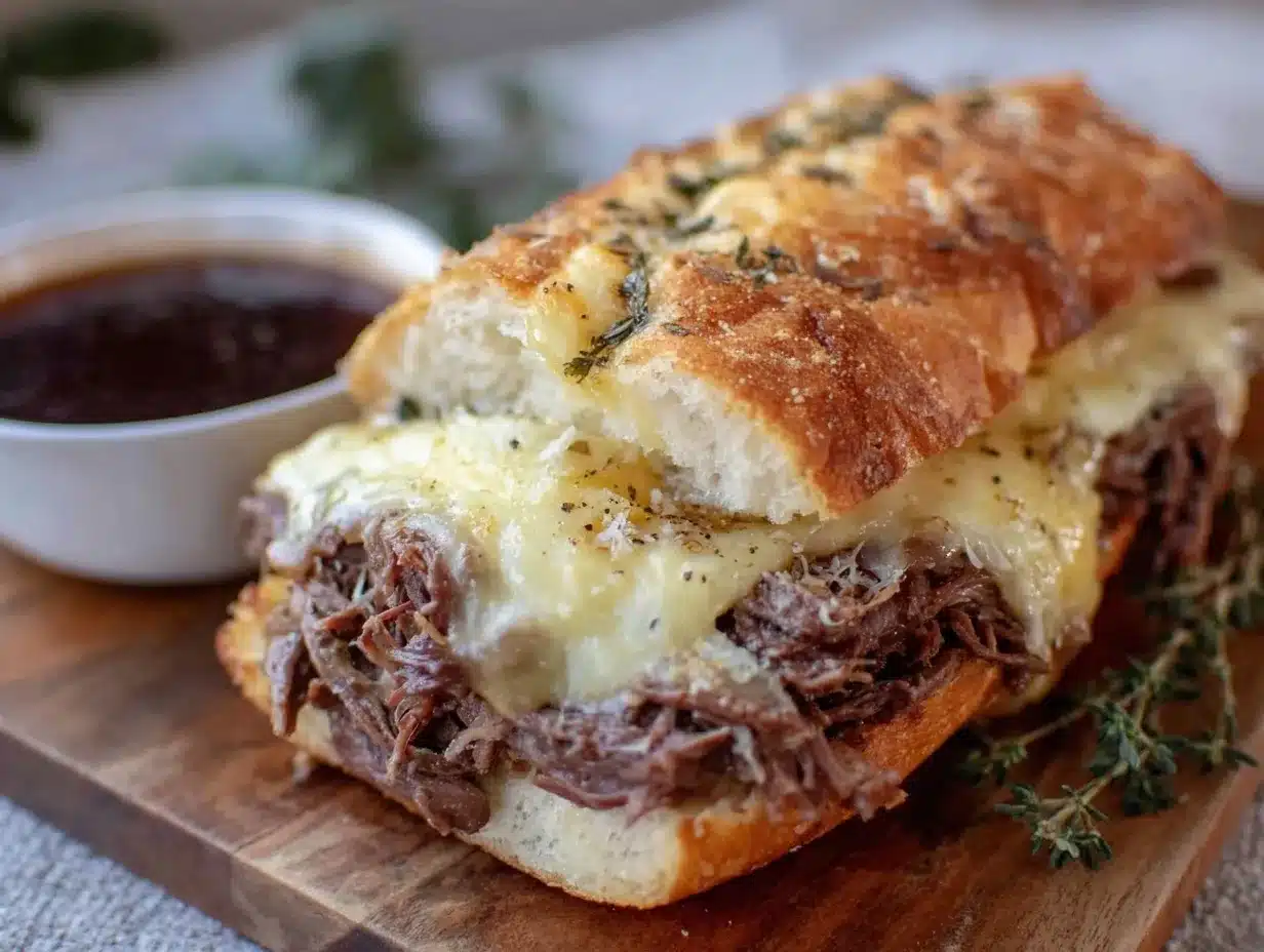 Easy Crockpot French Dip Sandwich preparation steps