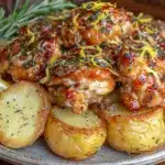 easy crockpot lemon herb chicken - featured image
