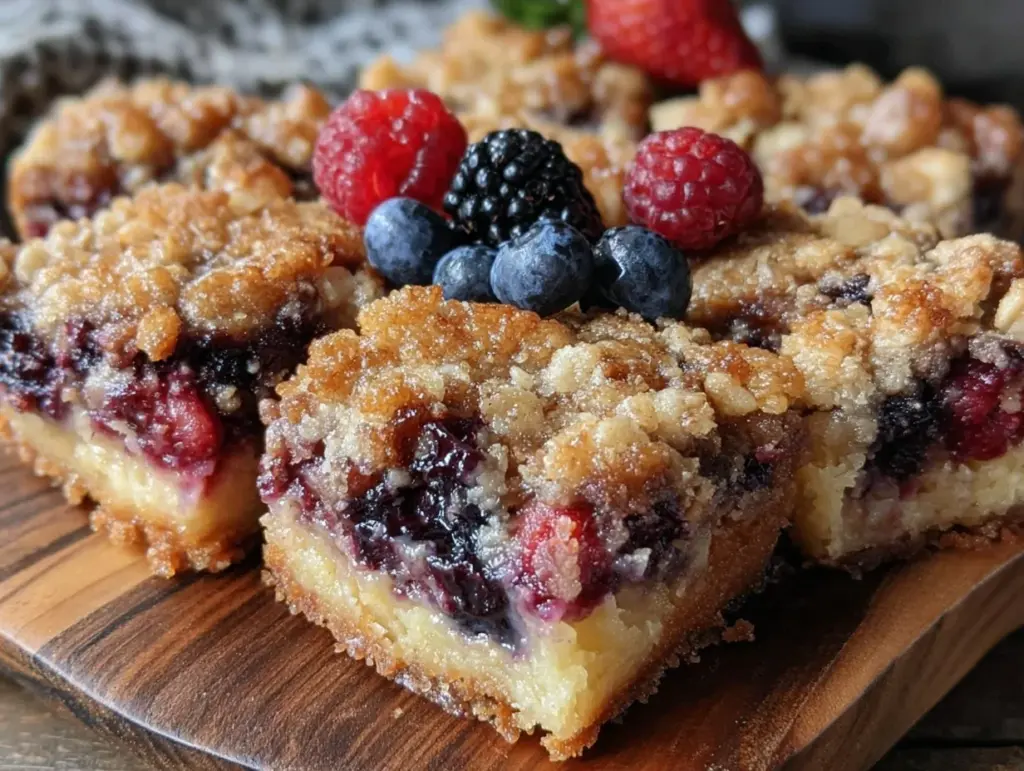 easy crunchy mixed berry crumble bars - featured image