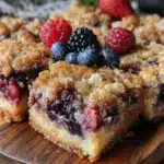 easy crunchy mixed berry crumble bars - featured image