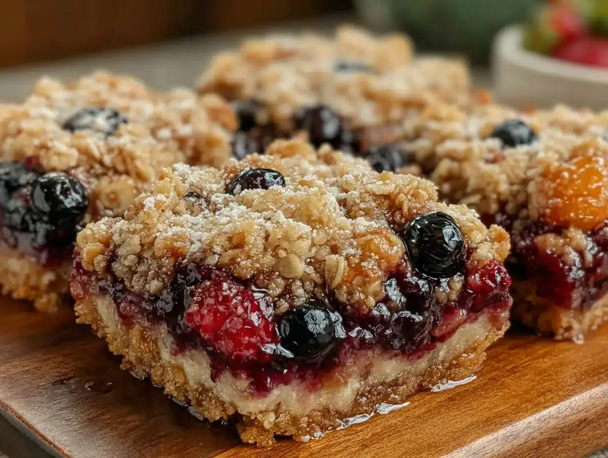 easy crunchy mixed berry crumble bars preparation steps