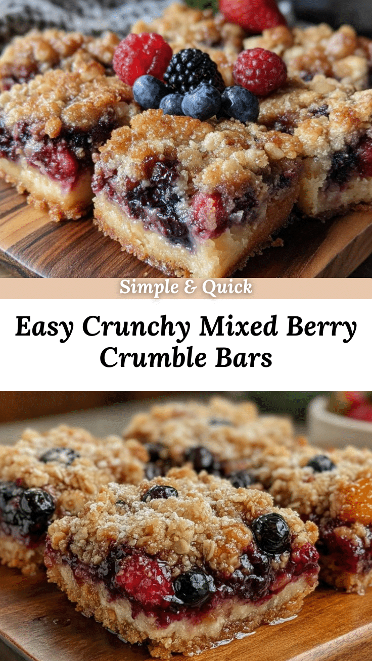 easy crunchy mixed berry crumble bars recipe