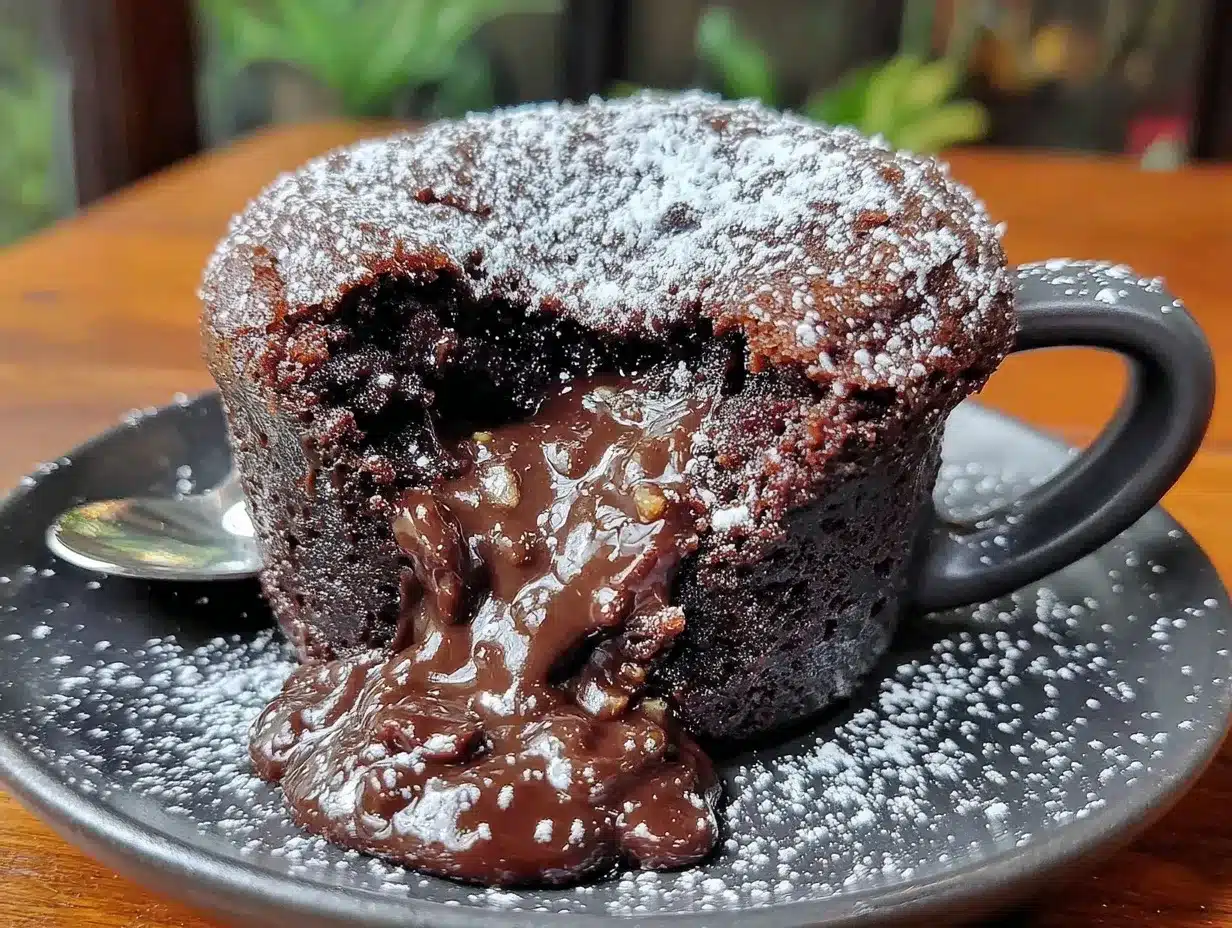 easy gooey single serve chocolate lava mug cake preparation steps