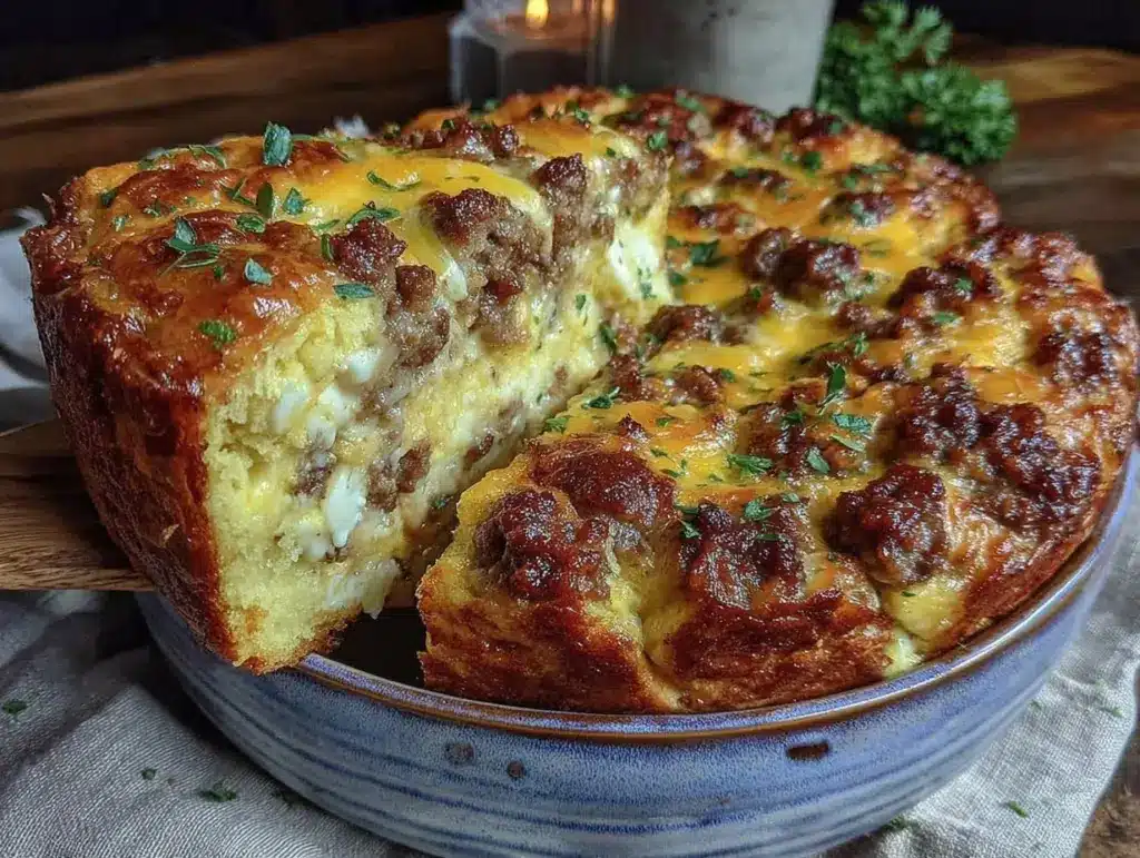 easy sausage and egg breakfast casserole - featured image