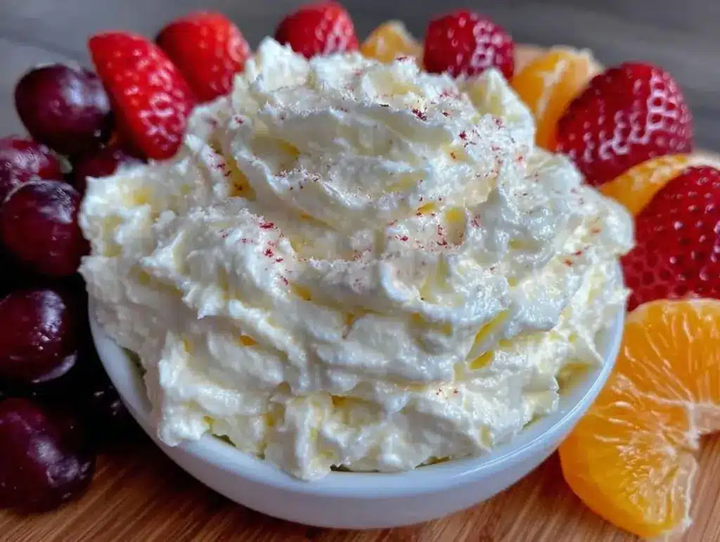 easy whipped cream cheese fruit dip - featured image
