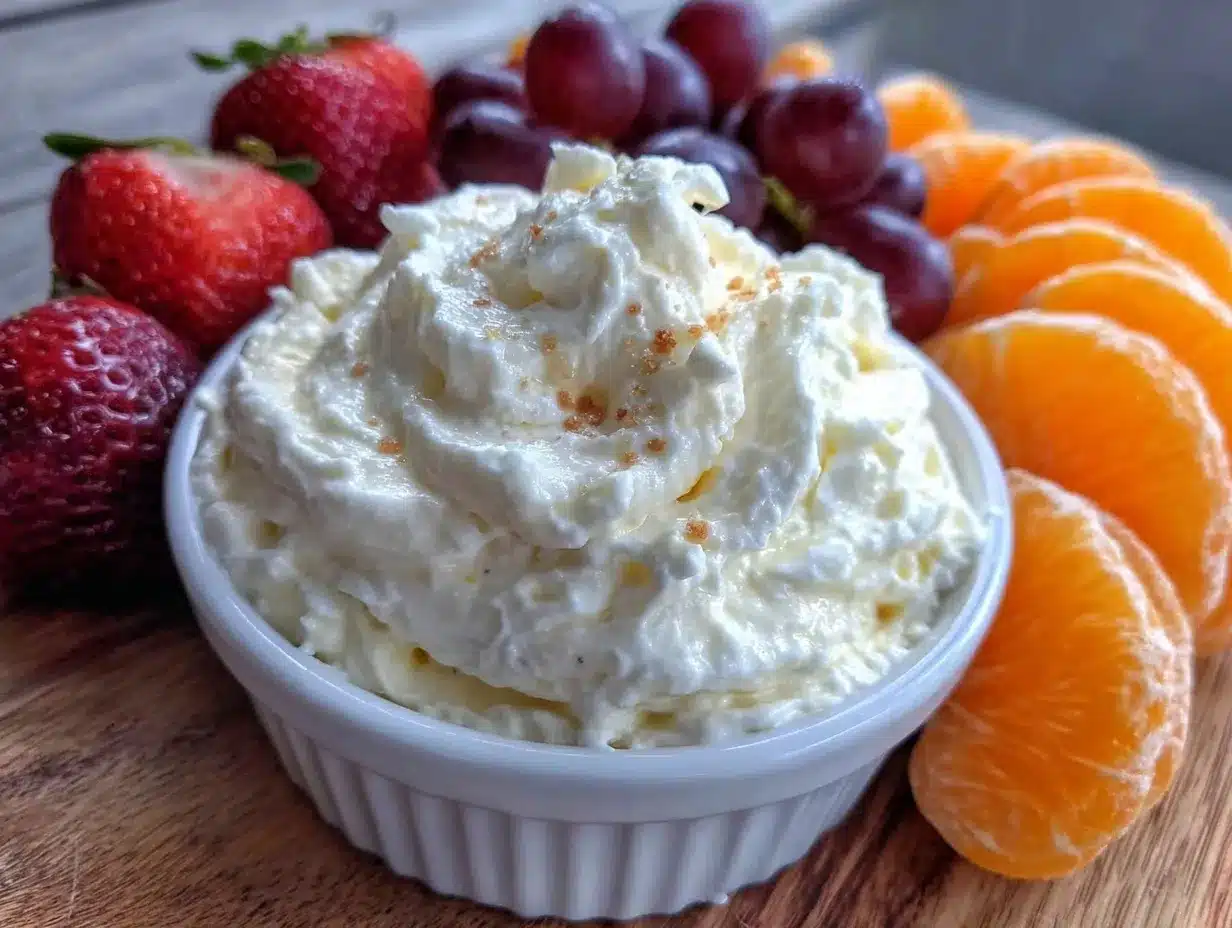 easy whipped cream cheese fruit dip preparation steps