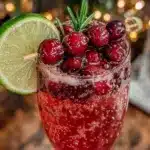 festive sparkling cranberry spritzer mocktail - featured image