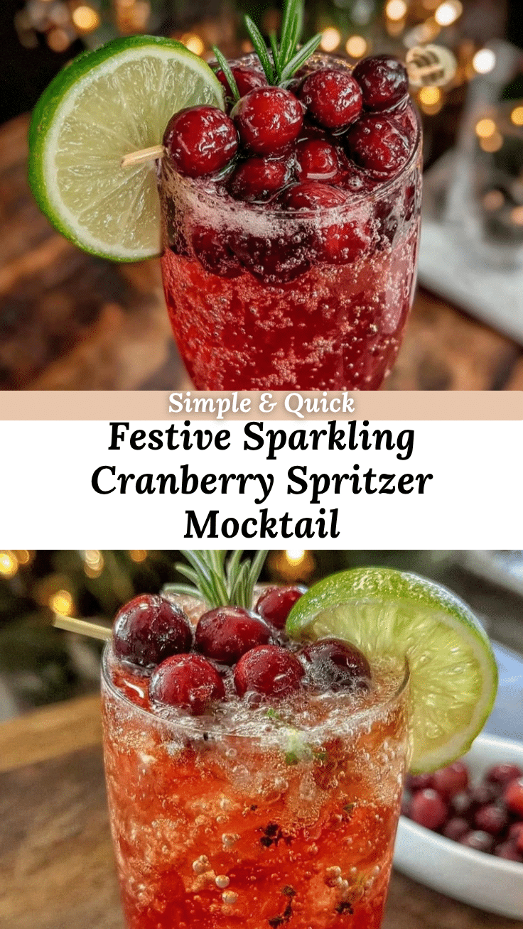 festive sparkling cranberry spritzer mocktail recipe