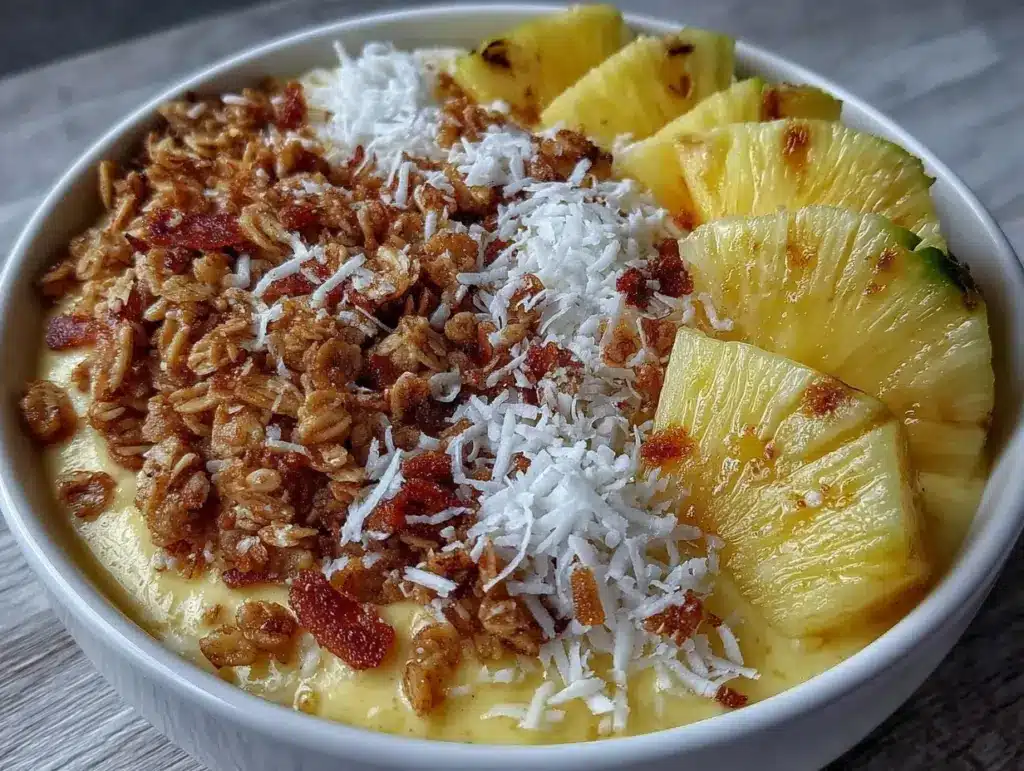 fresh mango pineapple smoothie bowl - featured image