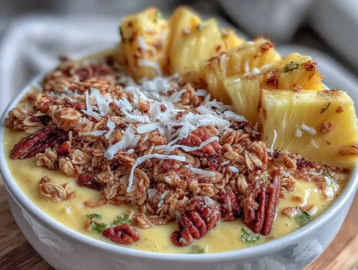 fresh mango pineapple smoothie bowl preparation steps