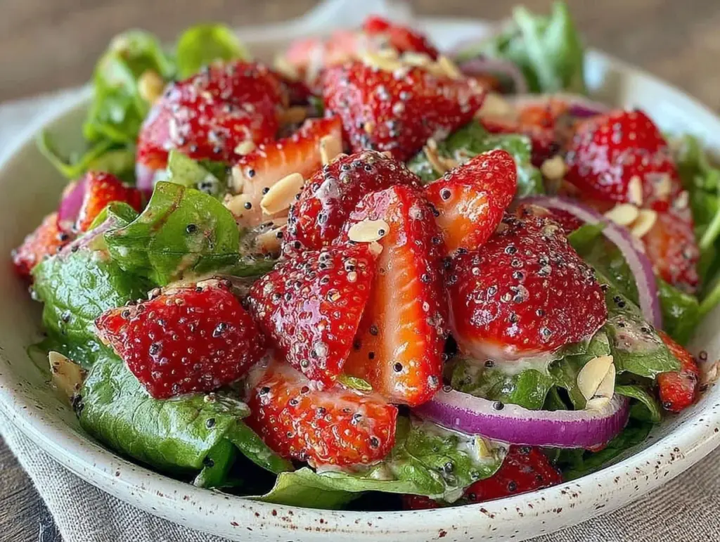 fresh strawberry spinach salad - featured image