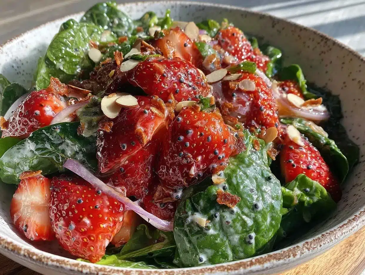 fresh strawberry spinach salad preparation steps