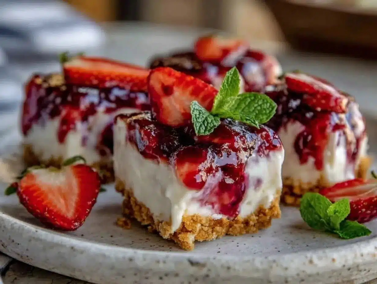 frozen strawberry cheesecake bites preparation steps