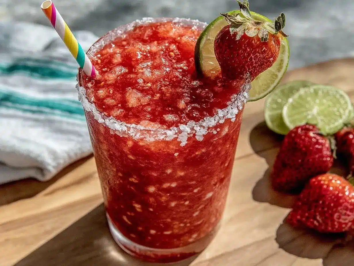 Frozen Strawberry Margarita Mocktail preparation steps