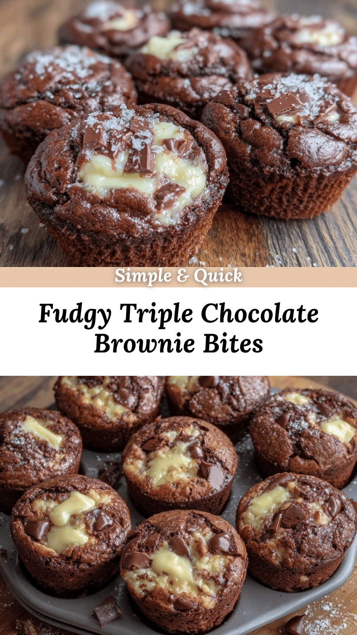 fudgy triple chocolate brownie bites recipe