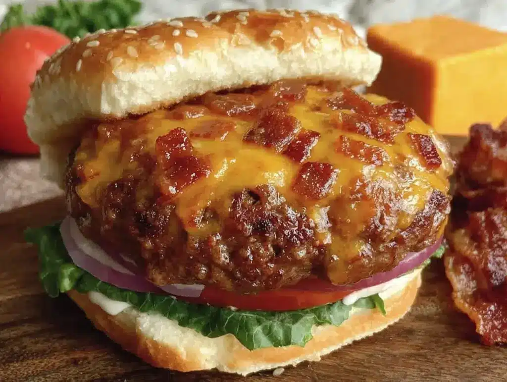 grilled BBQ bacon cheddar stuffed burgers - featured image