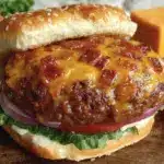grilled BBQ bacon cheddar stuffed burgers - featured image