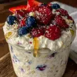 healthy berry protein overnight oats - featured image