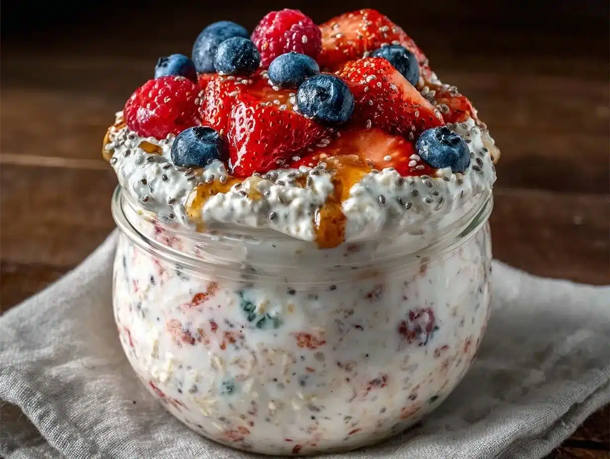 healthy berry protein overnight oats preparation steps