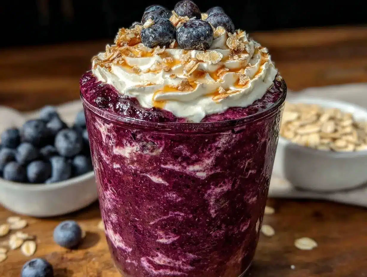 healthy blueberry oat smoothie preparation steps