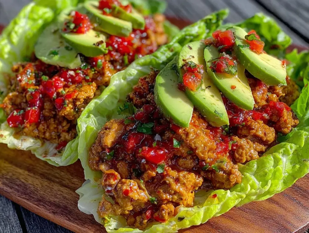healthy high-protein turkey taco lettuce wraps - featured image