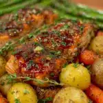 honey garlic salmon sheet pan dinner - featured image
